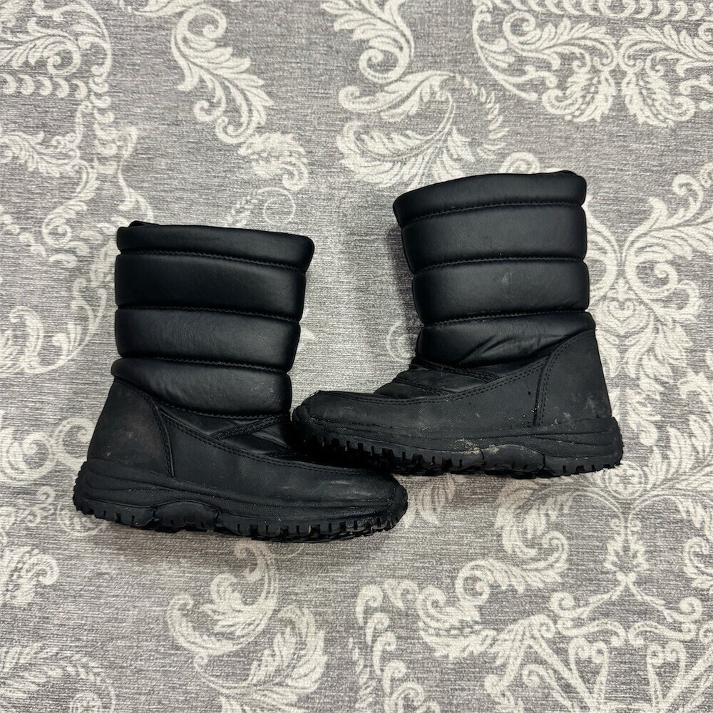 Magellan Outdoors Youth Snow Boots Unisex Kids Black Side Zip Insulated